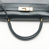 Hermes Kelly 28   Box Calf Blue Indigo - Stamp Square A 1997