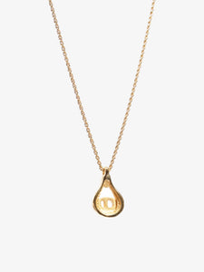 Christian Dior CD Pendant Logo Necklace Gold Base Metal