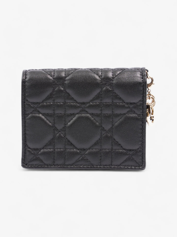 Christian Dior Lady Dior Wallet Black / Light Gold Lambskin Leather Medium