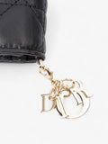 Christian Dior Lady Dior Wallet Black / Light Gold Lambskin Leather Medium