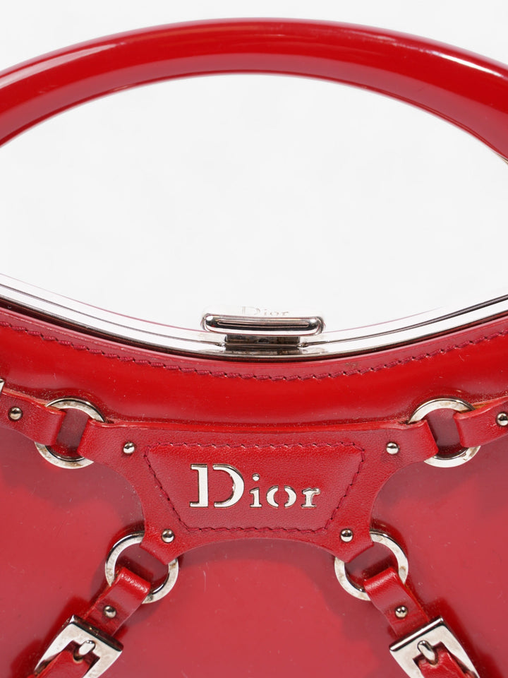 Christian Dior Bondage Clutch Red Calfskin Leather
