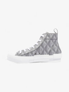 Christian Dior B23 CD Diamond Sneakers Grey / White Canvas EU 44 UK 10