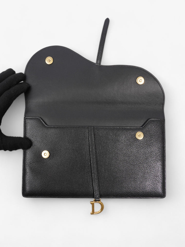 Christian Dior Saddle Pouch Black Leather