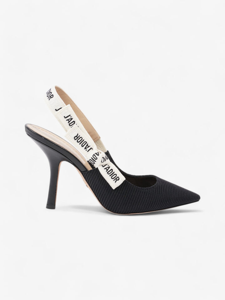 Christian Dior J'ADior Slingback Pump 100 Black / White Fabric EU 38.5 UK 5.5