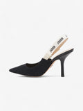 Christian Dior J'ADior Slingback Pump 100 Black / White Fabric EU 38.5 UK 5.5