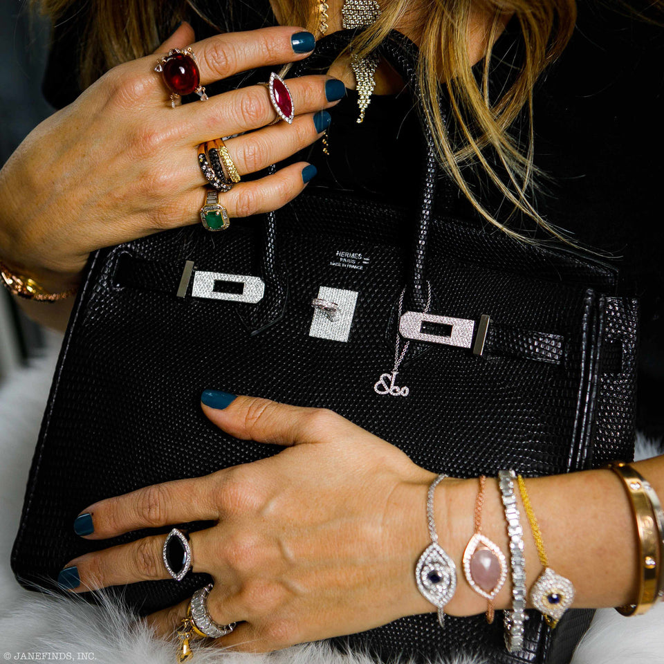 Vintage Hermes Birkin 25 Black Salvator Lizard With Jacob & Co. White Gold & Diamond Hardware - 2009, Square M