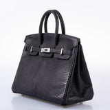 Vintage Hermes Birkin 25 Black Salvator Lizard With Jacob & Co. White Gold & Diamond Hardware - 2009, Square M
