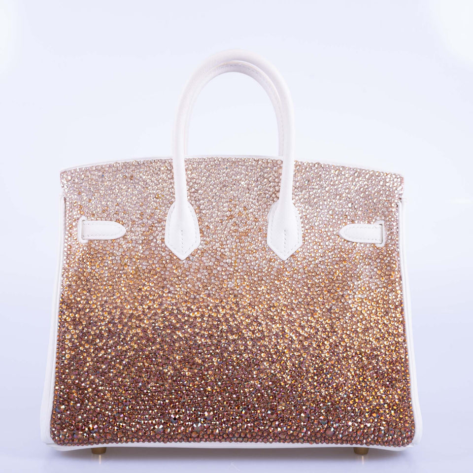 Vintage Hermes Birkin 25 'Ombré' Custom Swarovski Crystals with Gold Hardware