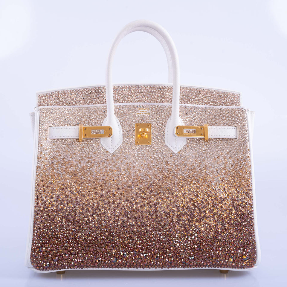 Vintage Hermes Birkin 25 'Ombré' Custom Swarovski Crystals with Gold Hardware