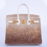 Vintage Hermes Birkin 25 'Ombré' Custom Swarovski Crystals with Gold Hardware