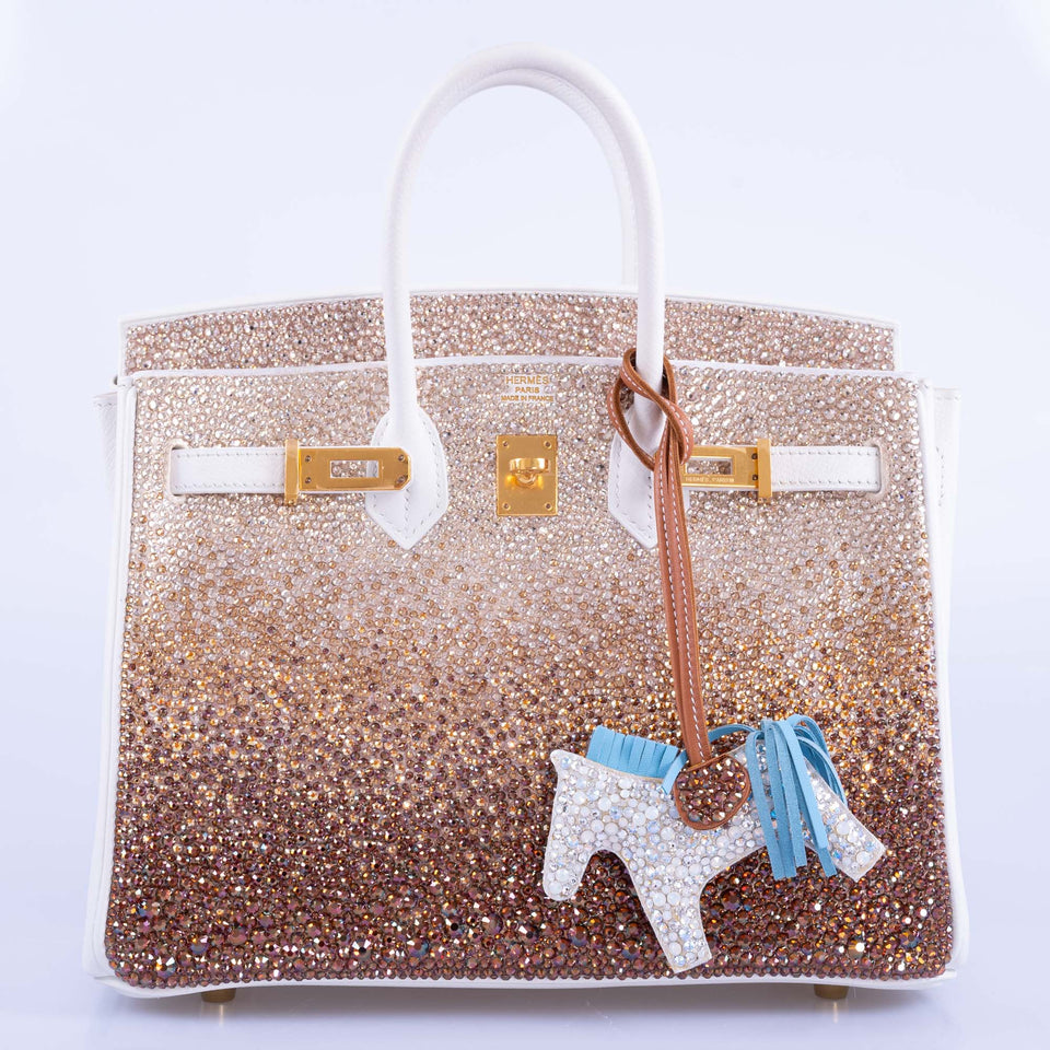 Vintage Hermes Birkin 25 'Ombré' Custom Swarovski Crystals with Gold Hardware