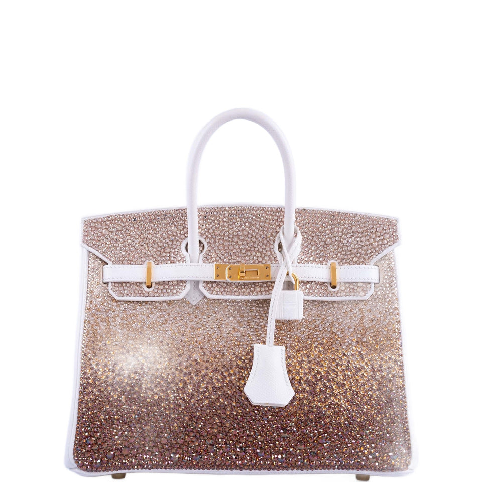Vintage Hermes Birkin 25 'Ombré' Custom Swarovski Crystals with Gold Hardware