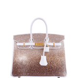 Vintage Hermes Birkin 25 'Ombré' Custom Swarovski Crystals with Gold Hardware