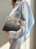 Vintage Hermes Custom Swarovski Crystal Birkin 25 White Epsom Palladium