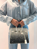 Vintage Hermes Custom Swarovski Crystal Birkin 25 White Epsom Palladium