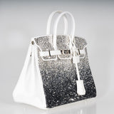 Vintage Hermes Custom Swarovski Crystal Birkin 25 White Epsom Palladium