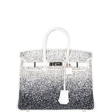 Vintage Hermes Custom Swarovski Crystal Birkin 25 White Epsom Palladium