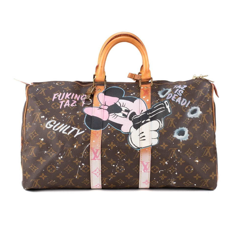 Louis Vuitton Travel bag 45 Monogram customized "Fucking Taz" by PatBo