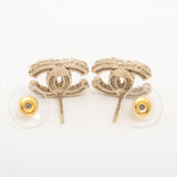 Chanel Coco Logo Gold Rhinestone Earrings Costume Jewellery