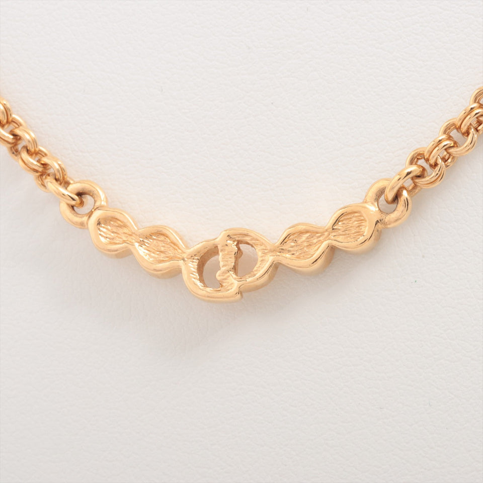 Christian Dior Logo Rhinestone Gold Necklace Costume Jewellery