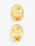 Chanel Oval Clip-On 96P Earrings Gold Gold Plated