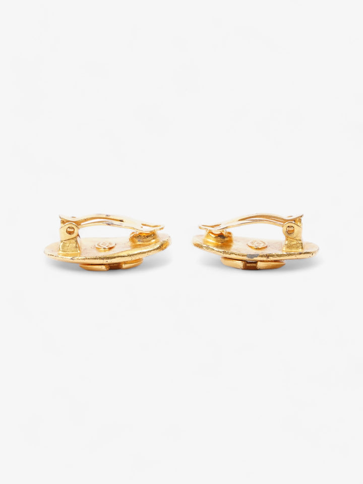 Chanel Oval Clip-On 96P Earrings Gold Gold Plated