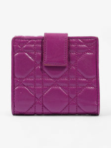 Christian Dior Cannage Lady Dior Lotus Compact Wallet Purple Lambskin Leather