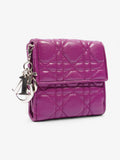 Christian Dior Cannage Lady Dior Lotus Compact Wallet Purple Lambskin Leather