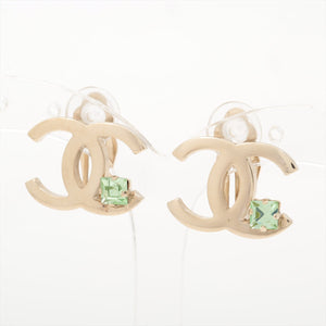 Chanel Coco Logo Green Gemstone Clip On Earrings Costume Jewellery