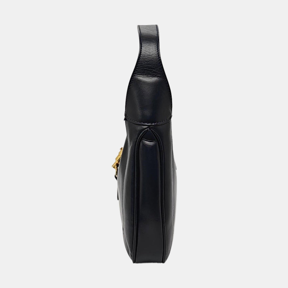 Gucci Jackie 1961 Small Navy Leather Bag with Adjustable Strap