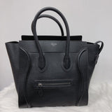 Drummed Leather Mini Luggage Bag Black