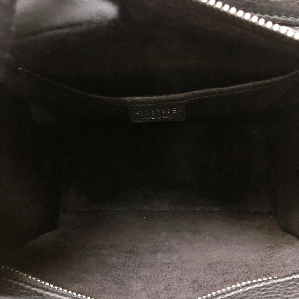 Drummed Leather Nano Luggage Tote Black