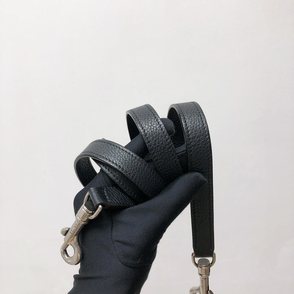 Drummed Leather Nano Luggage Tote Black