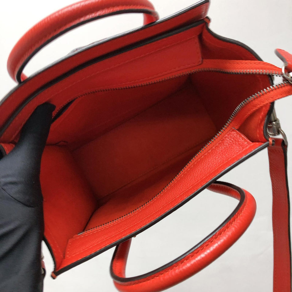 Drummed Leather Nano Luggage Tote Red