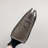 Drummed Leather Micro Luggage Tote in Grey with SHW