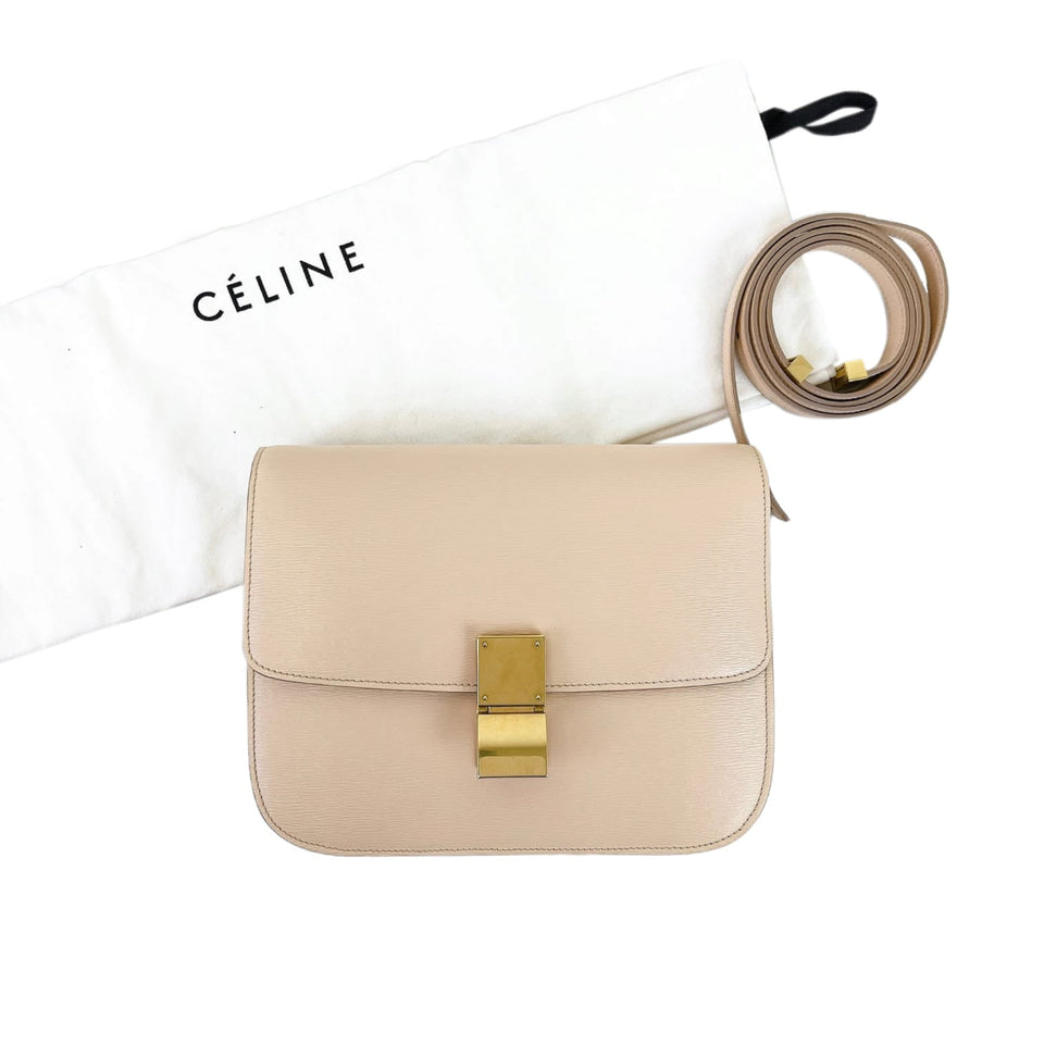 Medium Classic Box Calfskin Liégé Beige GHW