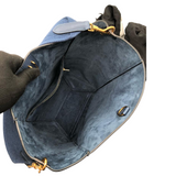 Soft Grained Calfskin Sangle Bucket Bag Blue