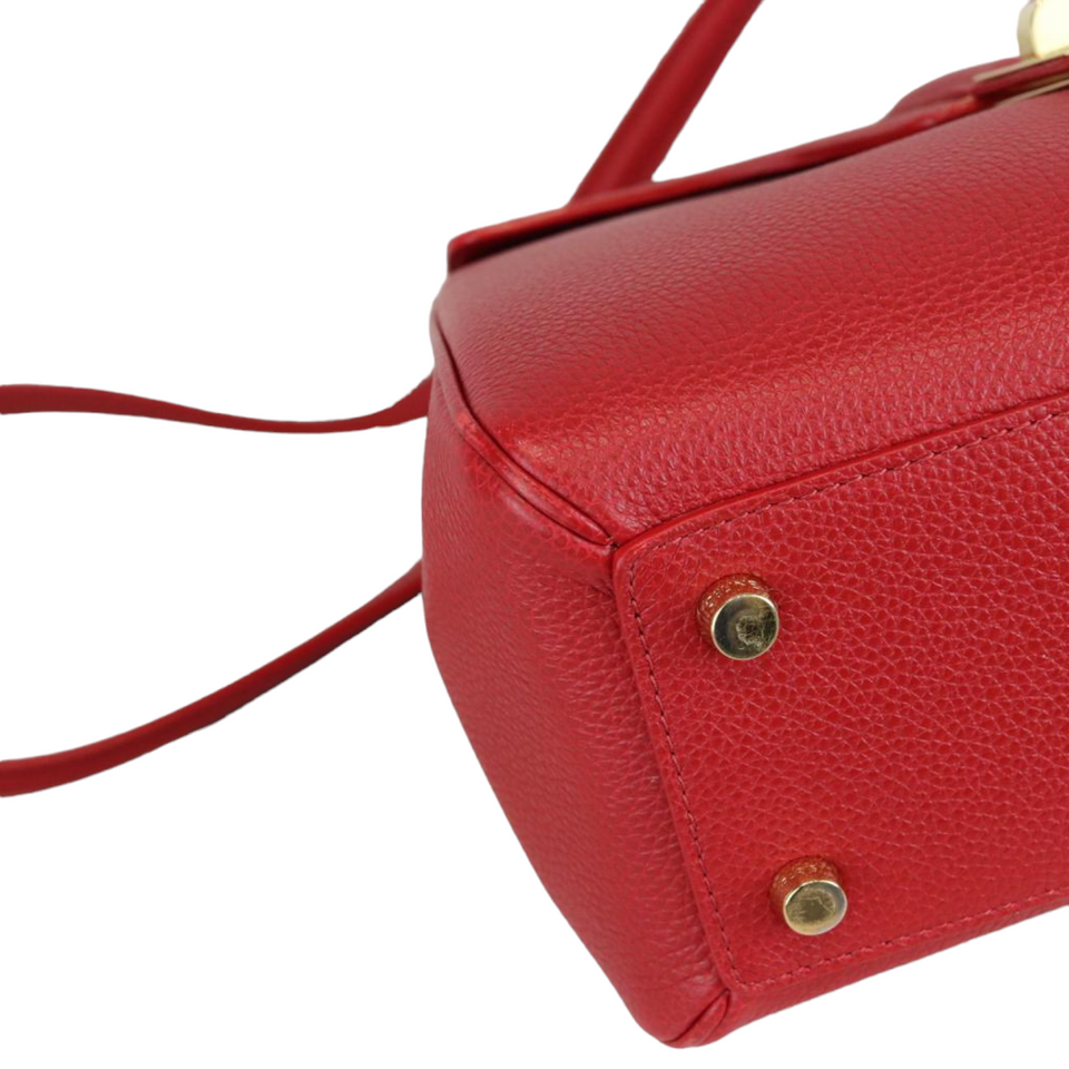 Grained Calfskin Small 16 Top Handle Red GHW