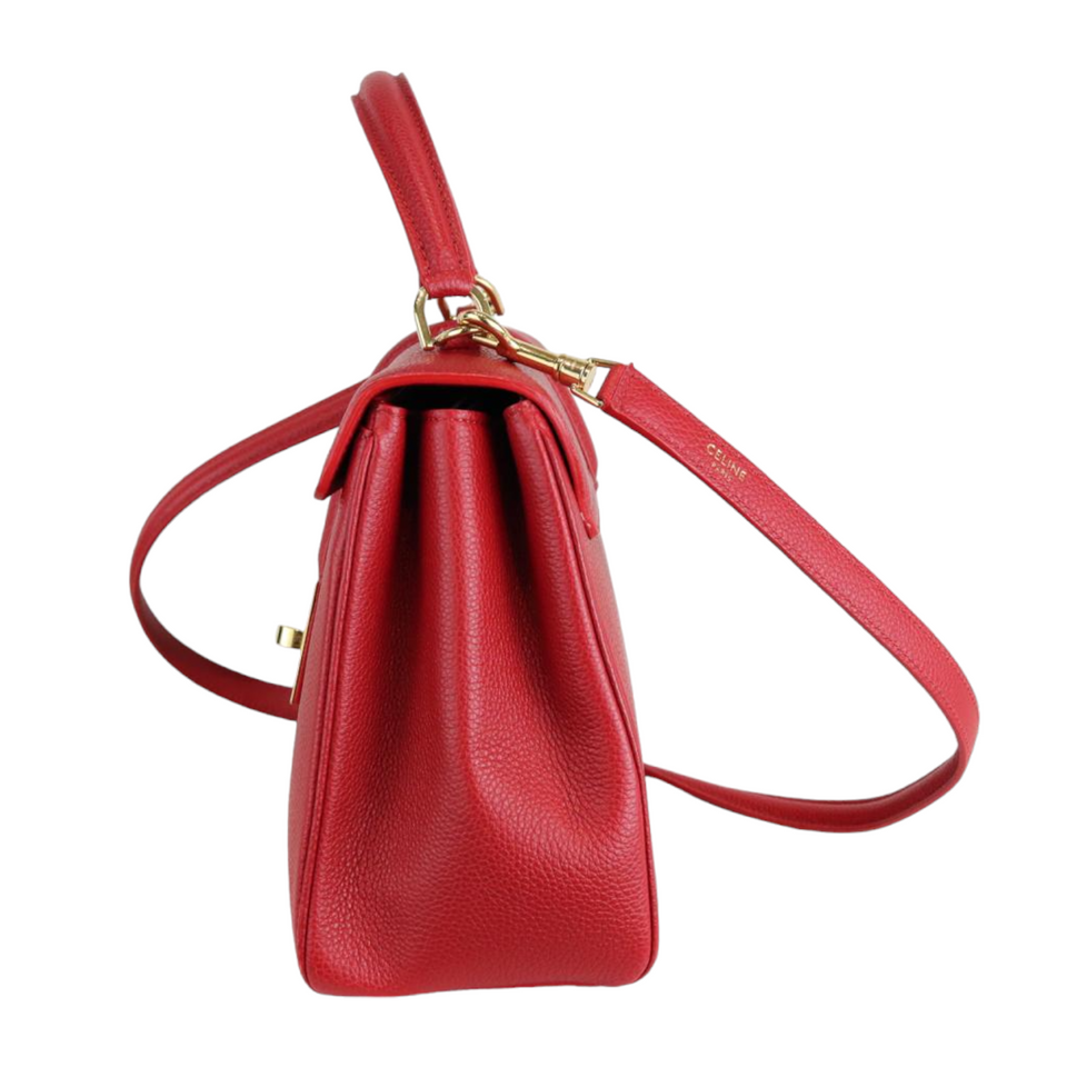Grained Calfskin Small 16 Top Handle Red GHW