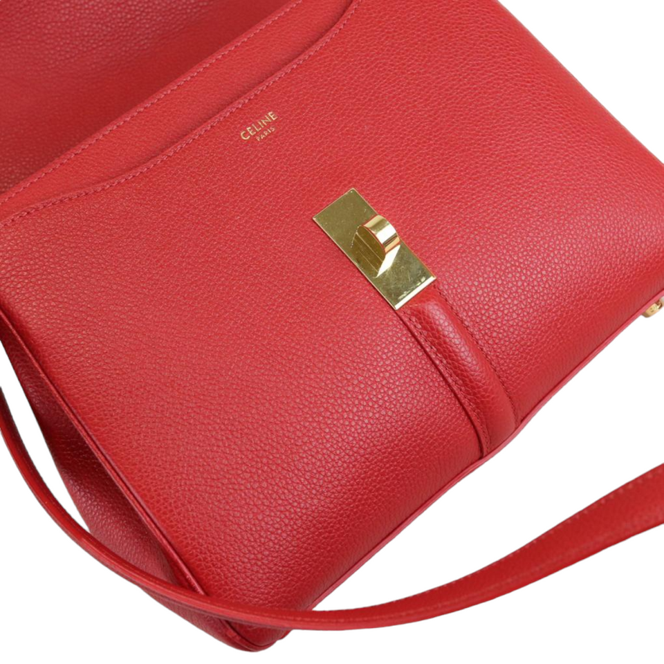 Grained Calfskin Small 16 Top Handle Red GHW