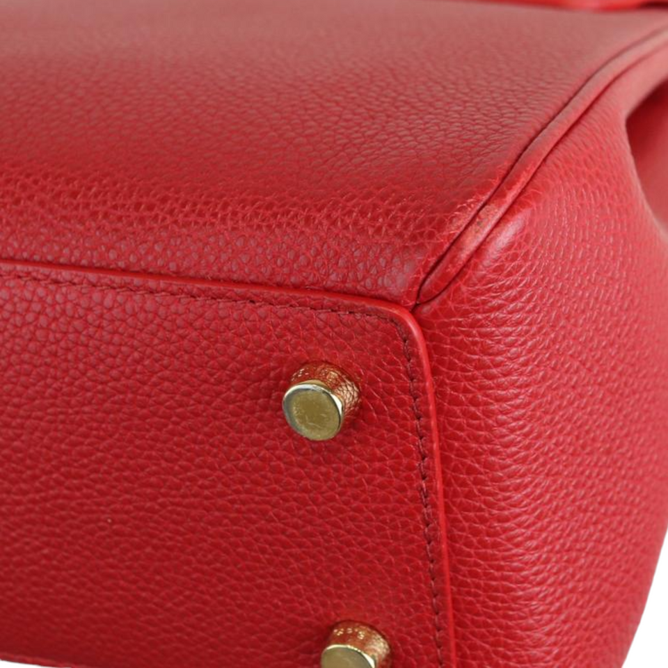 Grained Calfskin Small 16 Top Handle Red GHW