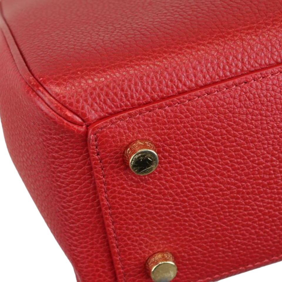 Grained Calfskin Small 16 Top Handle Red GHW