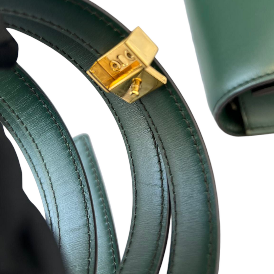 Box Calfskin Medium Classic Box Flap Bag Green GHW