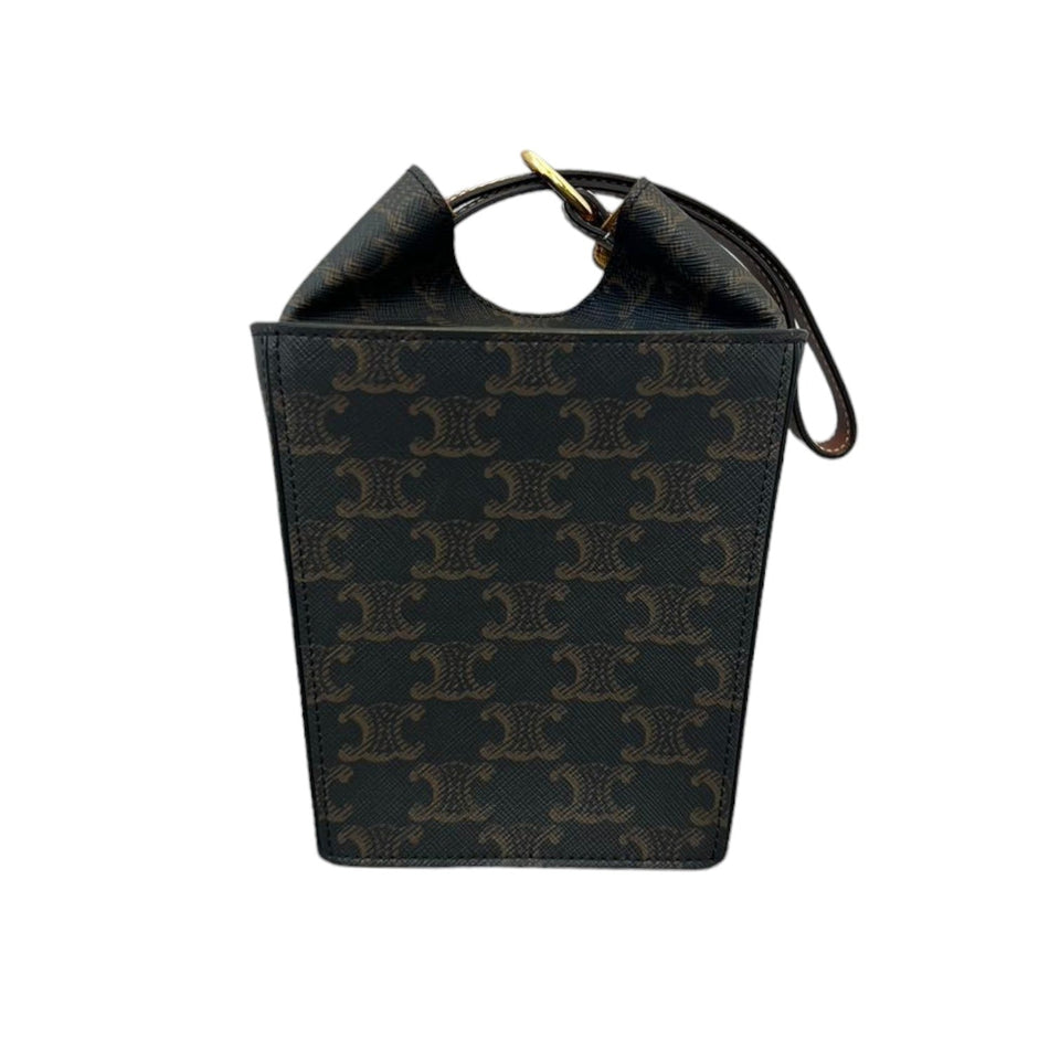 Strap Box Top Handle Bag Triomphe Coated Canvas Brown GHW