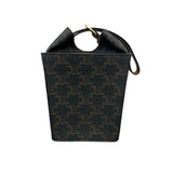 Strap Box Top Handle Bag Triomphe Coated Canvas Brown GHW
