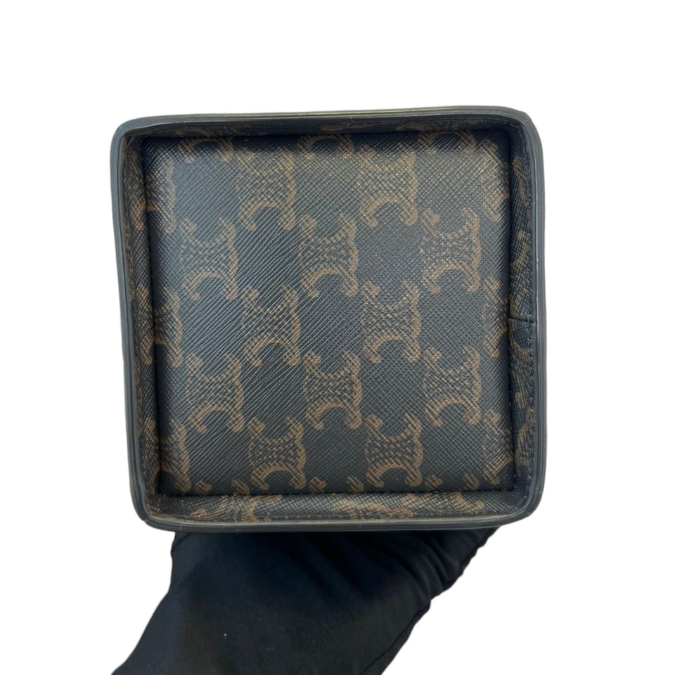 Strap Box Top Handle Bag Triomphe Coated Canvas Brown GHW