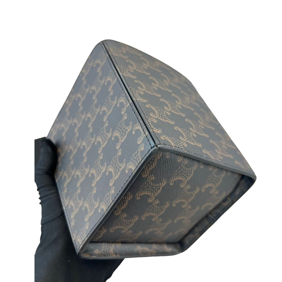 Strap Box Top Handle Bag Triomphe Coated Canvas Brown GHW