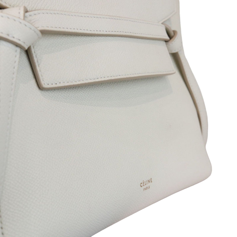 Belt Bag Mini Grained Calfskin White GHW
