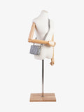 Christian Dior Zipped Pouch With Strap Grey CD Diamond Coated Canvas