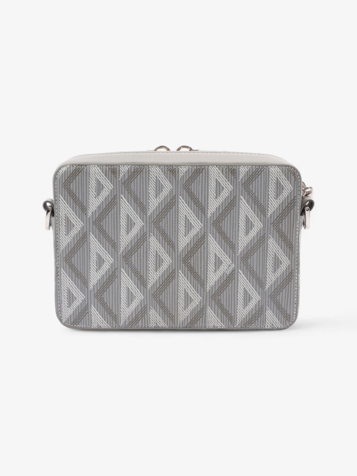 Christian Dior Zipped Pouch With Strap Grey CD Diamond Coated Canvas